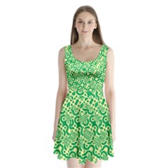 Liquid Art Pouring Abstract Seamless Pattern Lover Green Maze Split Back Mini Dress 