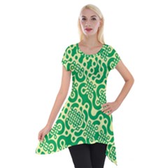 Liquid Art Pouring Abstract Seamless Pattern Lover Green Maze Short Sleeve Side Drop Tunic by artico