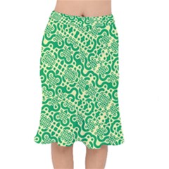 Liquid Art Pouring Abstract Seamless Pattern Lover Green Maze Short Mermaid Skirt by artico