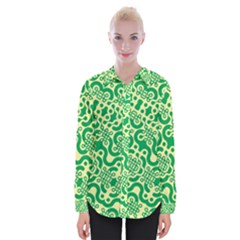 Liquid Art Pouring Abstract Seamless Pattern Lover Green Maze Womens Long Sleeve Shirt