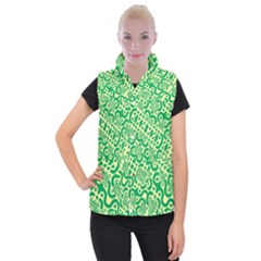 Liquid Art Pouring Abstract Seamless Pattern Lover Green Maze Women s Button Up Vest by artico