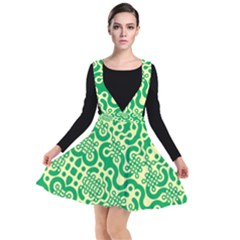 Liquid Art Pouring Abstract Seamless Pattern Lover Green Maze Plunge Pinafore Dress by artico