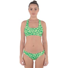 Liquid Art Pouring Abstract Seamless Pattern Lover Green Maze Cross Back Hipster Bikini Set by artico