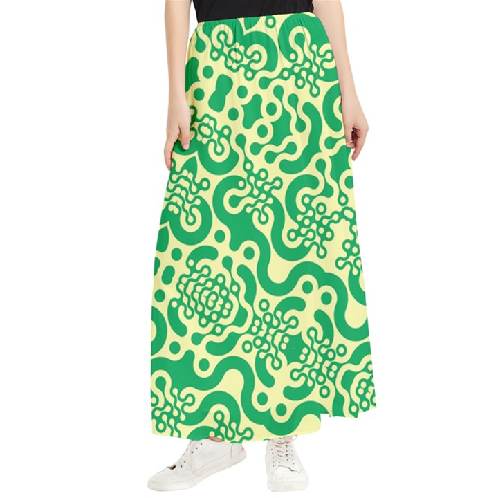 Liquid Art Pouring Abstract Seamless Pattern Lover Green Maze Maxi Chiffon Skirt