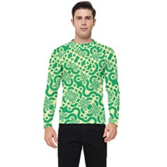 Liquid Art Pouring Abstract Seamless Pattern Lover Green Maze Men s Long Sleeve Rash Guard