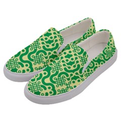 Liquid Art Pouring Abstract Seamless Pattern Lover Green Maze Men s Canvas Slip Ons by artico