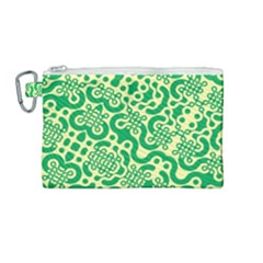 Liquid Art Pouring Abstract Seamless Pattern Lover Green Maze Canvas Cosmetic Bag (medium) by artico