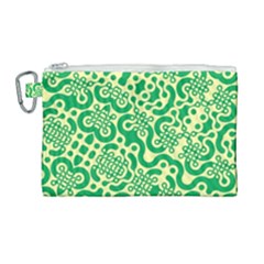 Liquid Art Pouring Abstract Seamless Pattern Lover Green Maze Canvas Cosmetic Bag (large) by artico