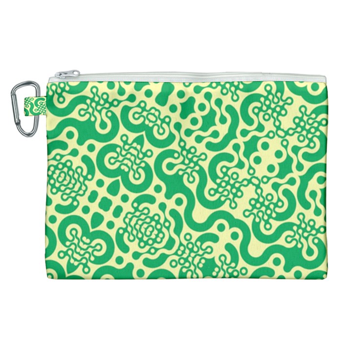 Liquid Art Pouring Abstract Seamless Pattern Lover Green Maze Canvas Cosmetic Bag (XL)