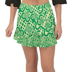 Liquid Art Pouring Abstract Seamless Pattern Lover Green Maze Fishtail Mini Chiffon Skirt