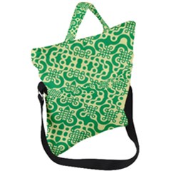 Liquid Art Pouring Abstract Seamless Pattern Lover Green Maze Fold Over Handle Tote Bag by artico