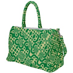 Liquid Art Pouring Abstract Seamless Pattern Lover Green Maze Duffel Travel Bag by artico