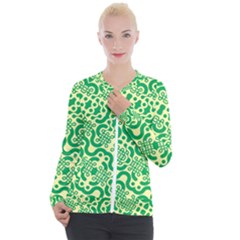 Liquid Art Pouring Abstract Seamless Pattern Lover Green Maze Casual Zip Up Jacket