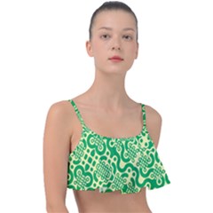 Liquid Art Pouring Abstract Seamless Pattern Lover Green Maze Frill Bikini Top by artico