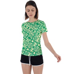 Liquid Art Pouring Abstract Seamless Pattern Lover Green Maze Back Circle Cutout Sports Tee