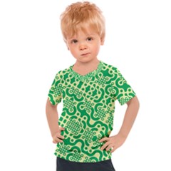 Liquid Art Pouring Abstract Seamless Pattern Lover Green Maze Kids  Sports Tee