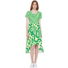 Liquid Art Pouring Abstract Seamless Pattern Lover Green Maze High Low Boho Dress by artico