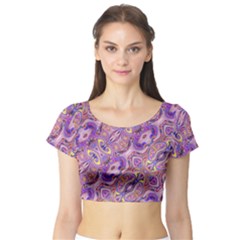 Liquid Art Pouring Abstract Seamless Pattern Tiger Eyes Short Sleeve Crop Top by artico