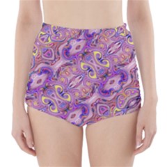 Liquid Art Pouring Abstract Seamless Pattern Tiger Eyes High-waisted Bikini Bottoms by artico