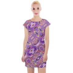 Liquid Art Pouring Abstract Seamless Pattern Tiger Eyes Cap Sleeve Bodycon Dress by artico