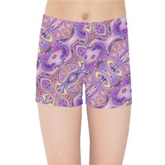 Liquid Art Pouring Abstract Seamless Pattern Tiger Eyes Kids  Sports Shorts by artico