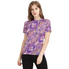 Liquid Art Pouring Abstract Seamless Pattern Tiger Eyes Women s Short Sleeve Rash Guard by artico