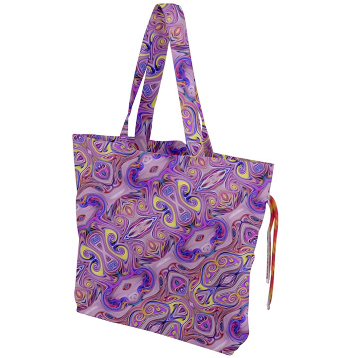 Liquid Art Pouring Abstract Seamless Pattern Tiger Eyes Drawstring Tote Bag