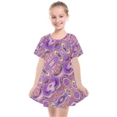 Liquid Art Pouring Abstract Seamless Pattern Tiger Eyes Kids  Smock Dress by artico