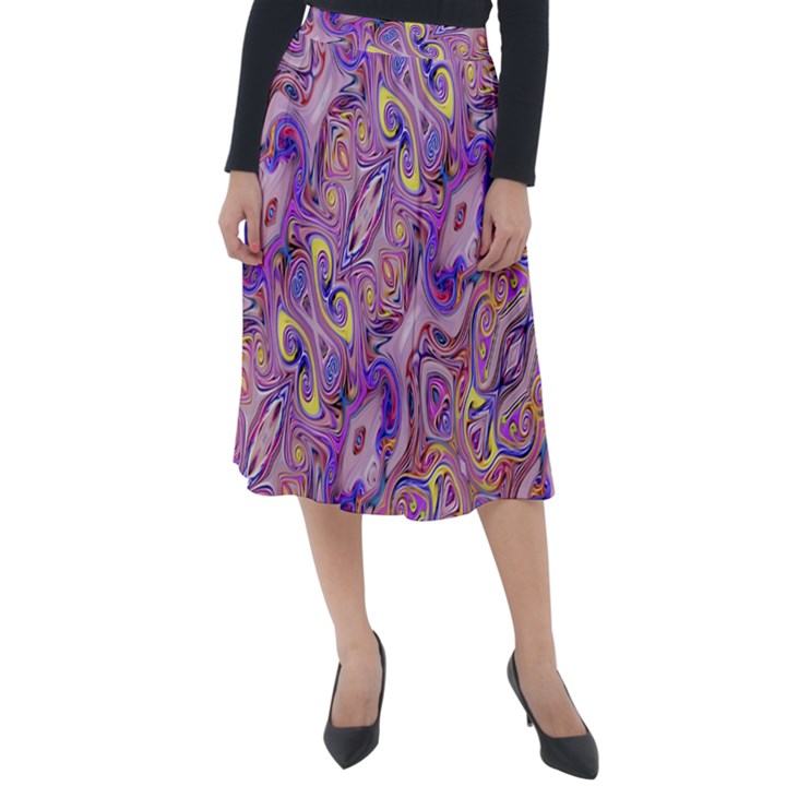 Liquid Art Pouring Abstract Seamless Pattern Tiger Eyes Classic Velour Midi Skirt 