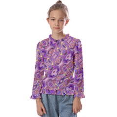 Liquid Art Pouring Abstract Seamless Pattern Tiger Eyes Kids  Frill Detail Tee