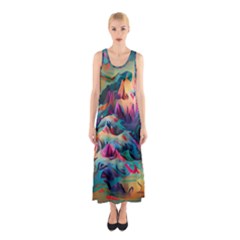 Colorful Mountains Sleeveless Maxi Dress by Dazzleway