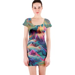 Colorful Mountains Short Sleeve Bodycon Dress by Dazzleway