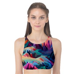 Colorful Mountains Tank Bikini Top by Dazzleway