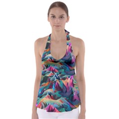 Colorful Mountains Babydoll Tankini Top by Dazzleway