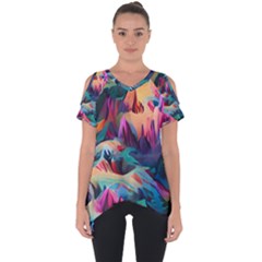 Colorful Mountains Cut Out Side Drop Tee by Dazzleway