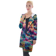 Colorful Mountains Hooded Pocket Cardigan by Dazzleway