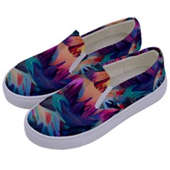 Colorful Mountains Kids  Canvas Slip Ons by Dazzleway