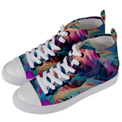 Colorful Mountains Women s Mid-top Canvas Sneakers by Dazzleway