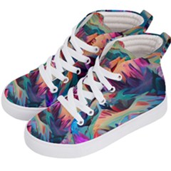 Colorful Mountains Kids  Hi-top Skate Sneakers by Dazzleway