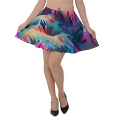 Colorful Mountains Velvet Skater Skirt