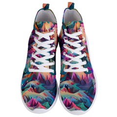 Colorful Mountains Men s Lightweight High Top Sneakers by Dazzleway