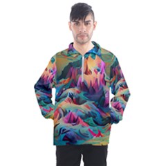 Colorful Mountains Men s Half Zip Pullover