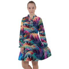 Colorful Mountains All Frills Chiffon Dress by Dazzleway