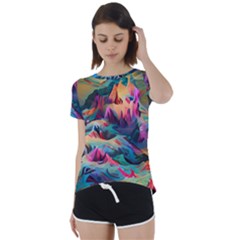 Colorful Mountains Short Sleeve Foldover Tee by Dazzleway