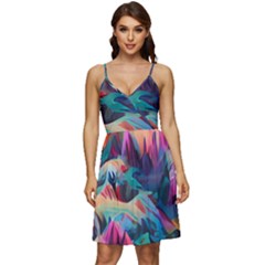 Colorful Mountains V-neck Pocket Summer Dress  by Dazzleway