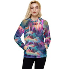 Colorful Mountains Women s Lightweight Drawstring Hoodie