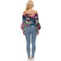 Colorful mountains Off Shoulder Flutter Bell Sleeve Top View4