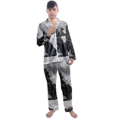 Lobo-lunar Men s Long Sleeve Satin Pajamas Set by mundodeoniro