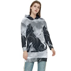 Lobo-lunar Women s Long Oversized Pullover Hoodie by mundodeoniro