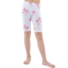 Pink Ribbons Pattern Kids  Mid Length Swim Shorts by Littlebird